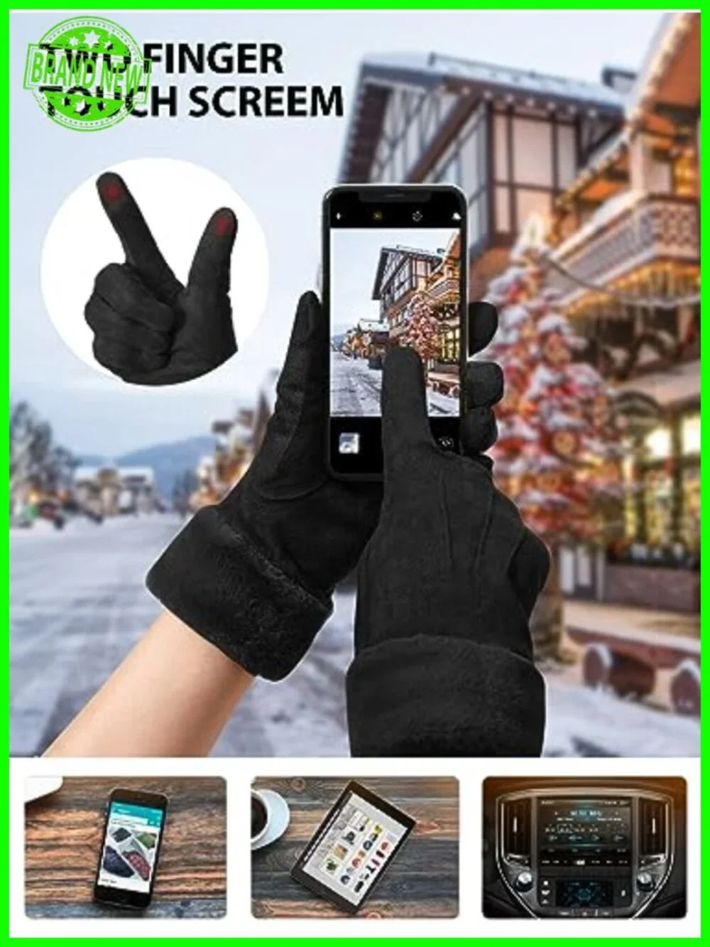 Women's Touch Screen Winter Gloves Fleece Lined Suede